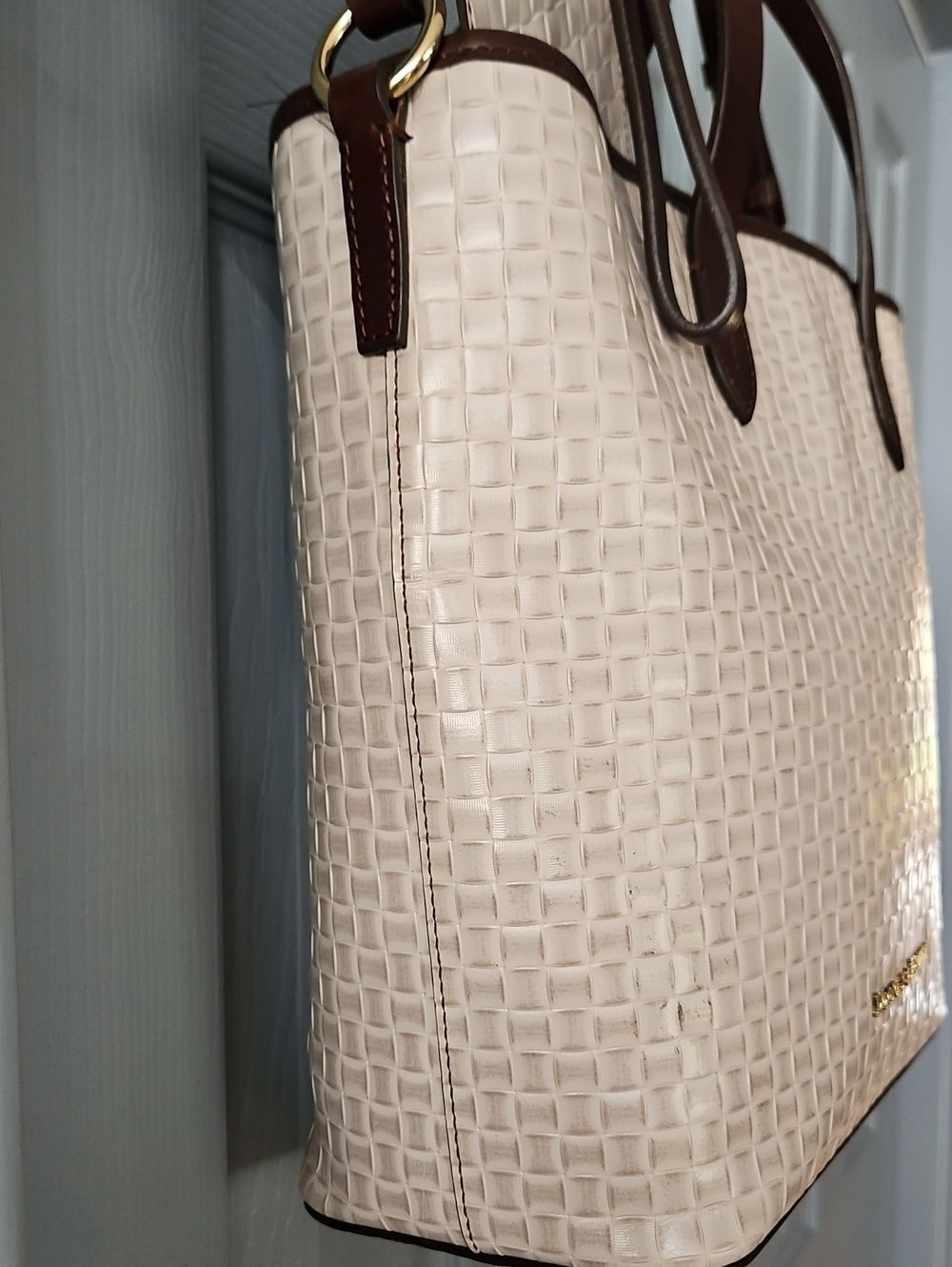 🪸 SUMMER SALE Dooney & Bourke Oyster White Woven Liliana Satchel/Matching Purse - Picture 2 of 16